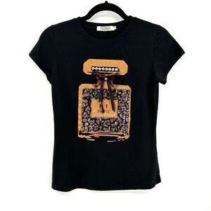 VINIZBENA Women's Black No. 1 Paris Perfume Bow Tie T-Shirt Size Small